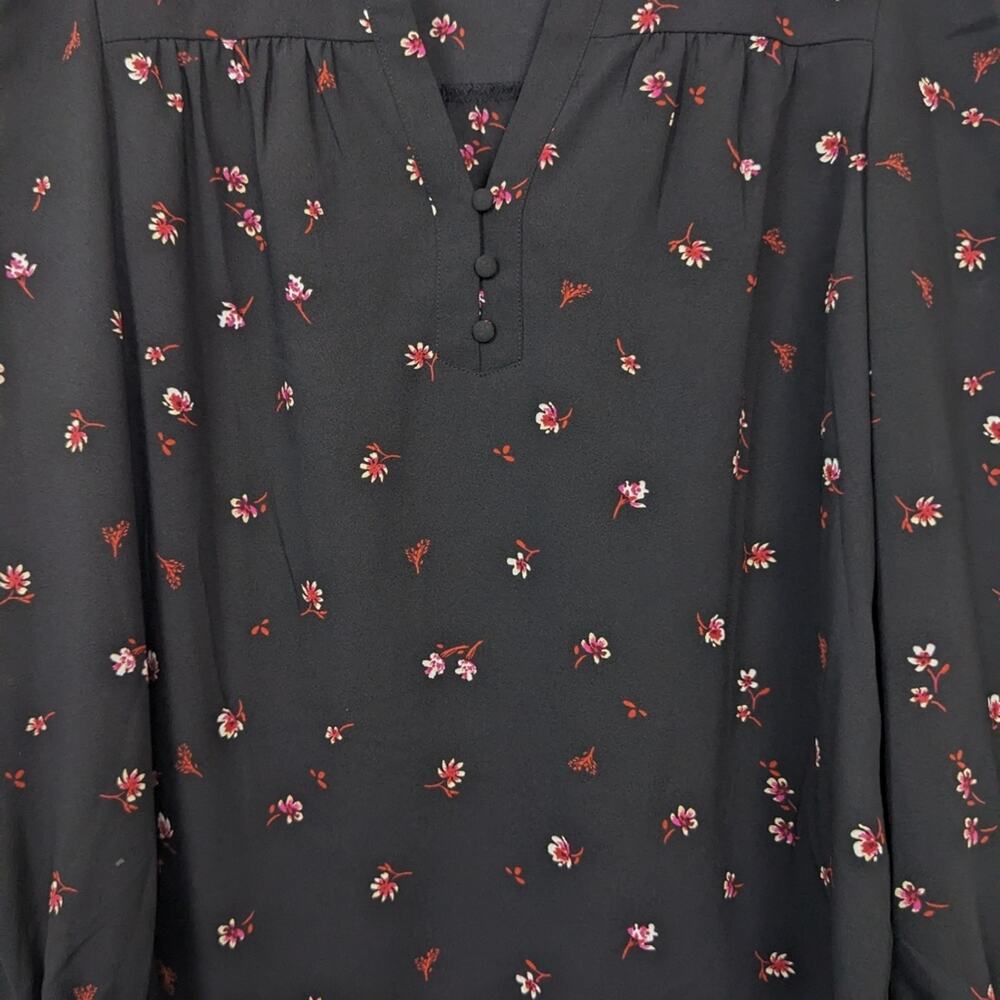1 State Floral Blouse S Black Ditsy Print Long Sleeve Feminine NWT - Picture 5 of 11
